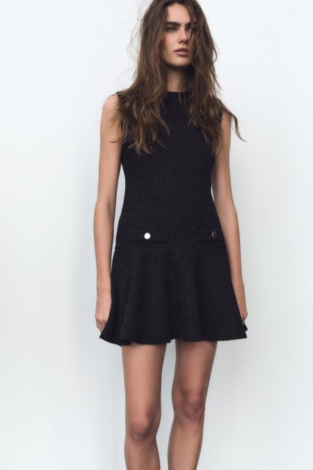 ZARA SHORT TEXTURED BURGUNDY DRESS